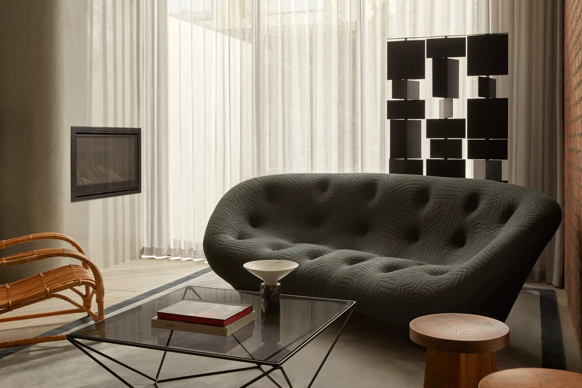 Couch with Glass Table