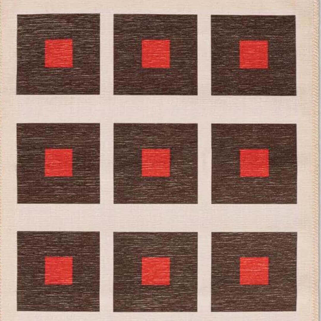 Square Orange Chenille Rug