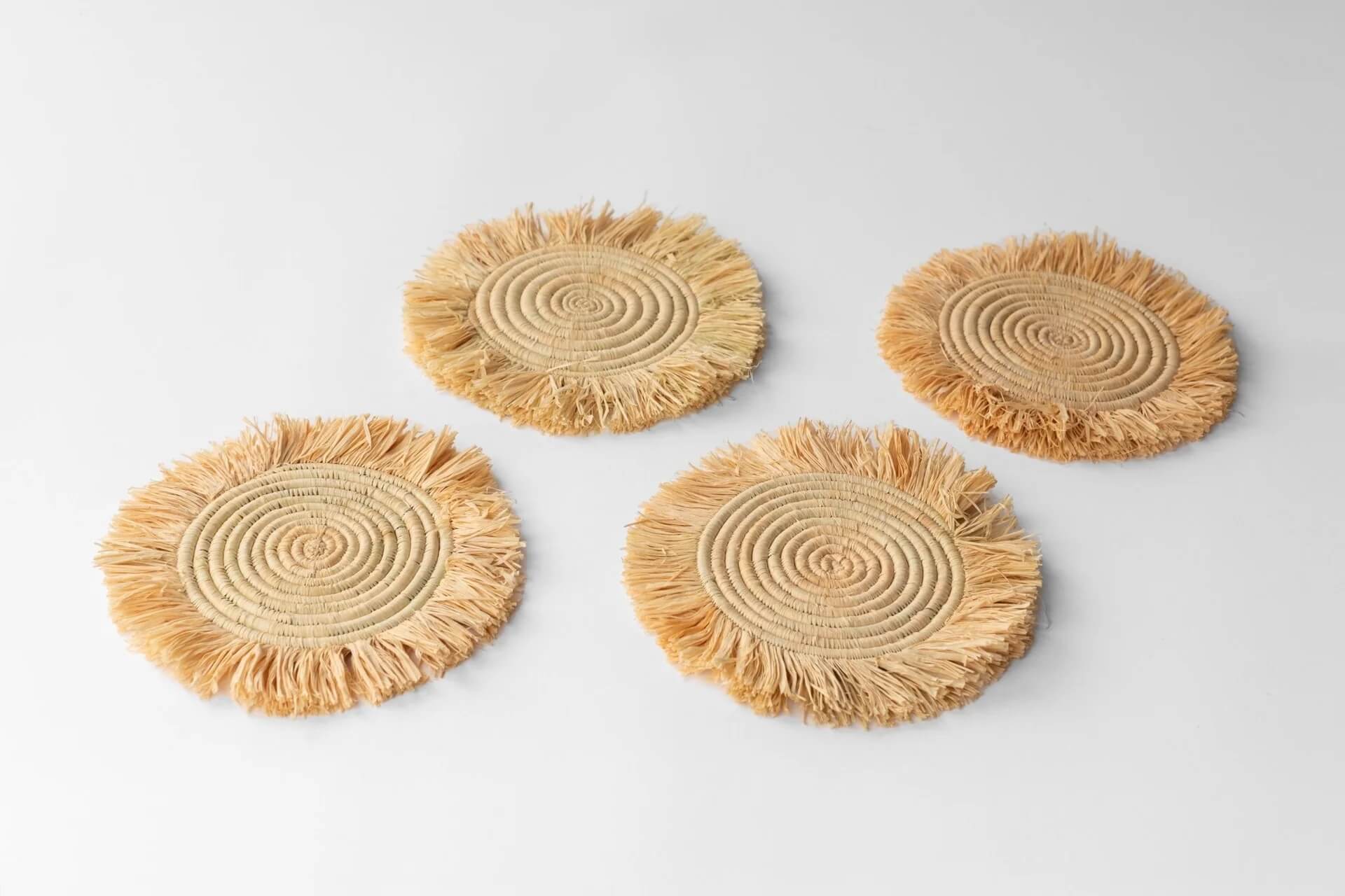 Fringed Coaster Natural Set
